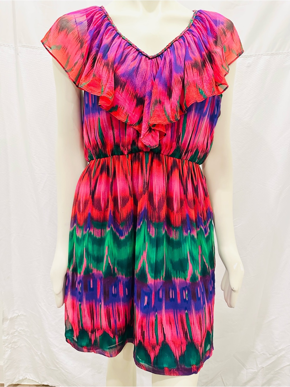 Silk Trina Turk Ruffle Midi Dress